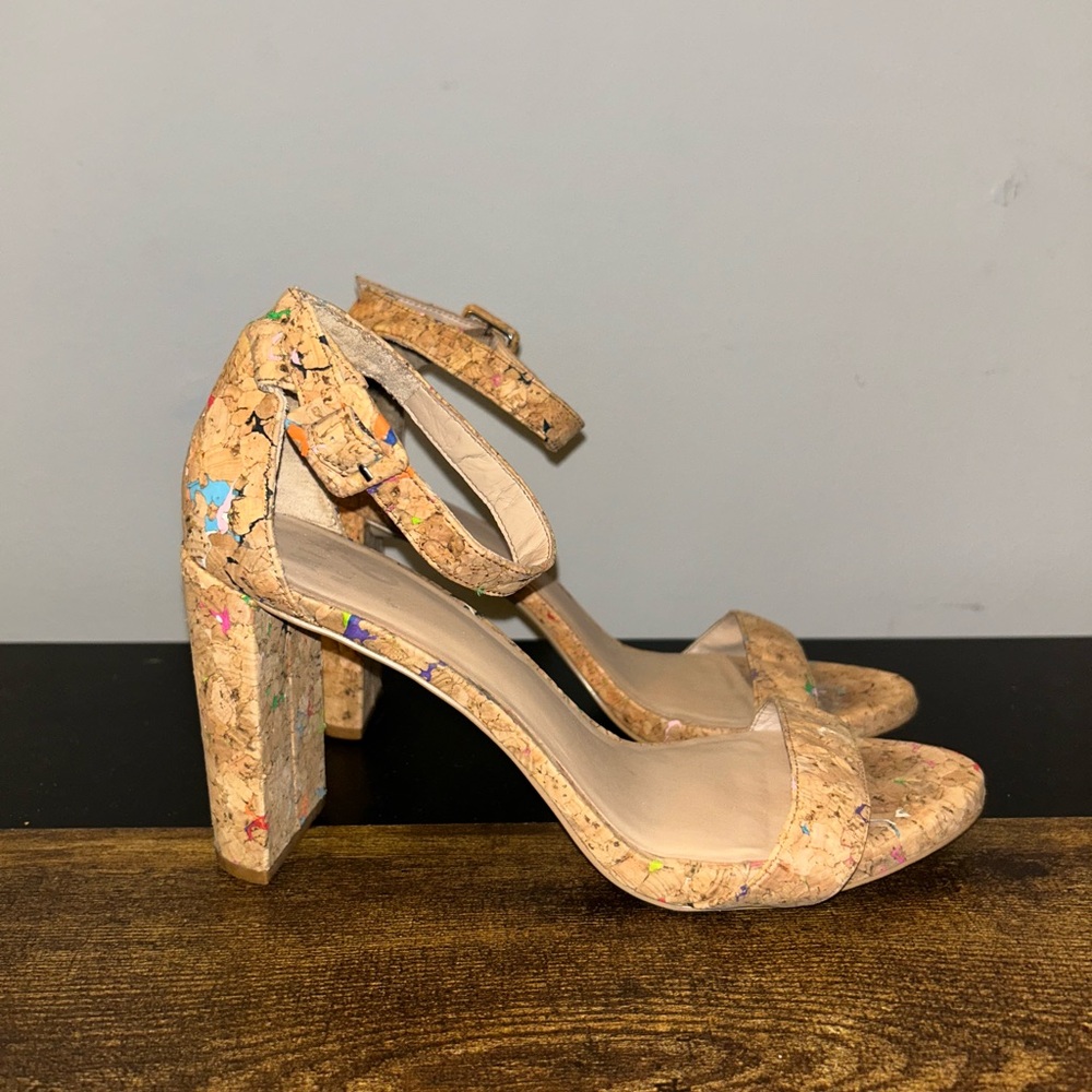 Women's Cork Platform Sandals with Multicolor Accents